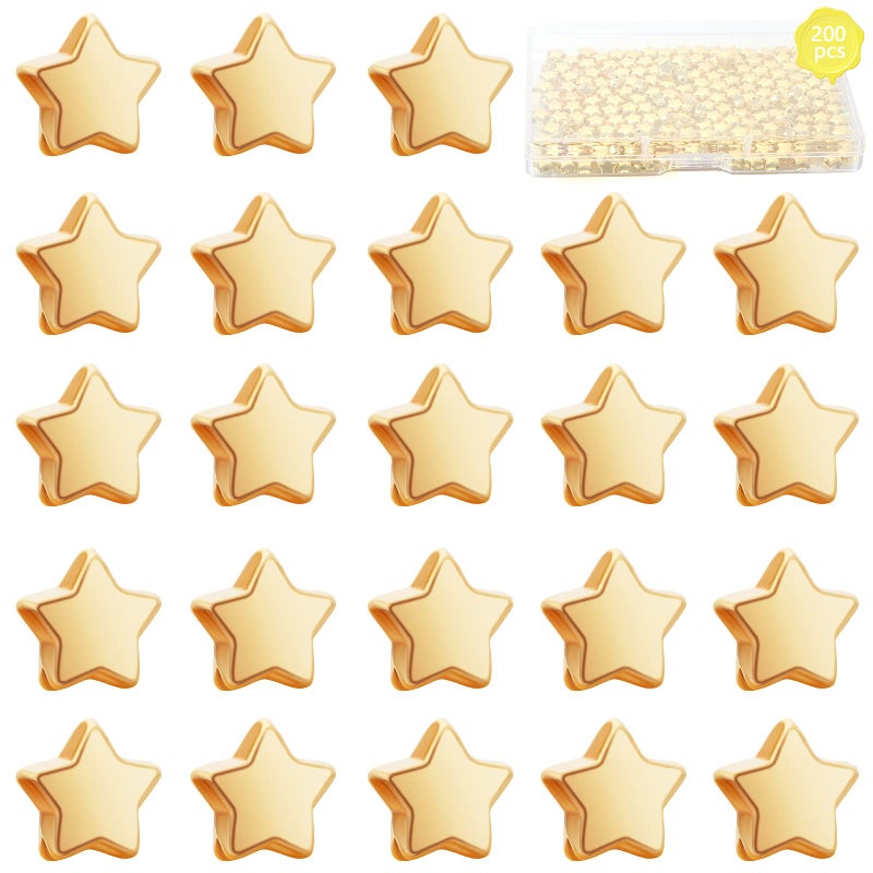 UHOMENY 200Pcs Star Spacer Beads  Star Shape Charm Loose Bead Small Hole Golden Alloy Metal Plated Bead for Jewelry Making Craft with Plastic Box - Image 1